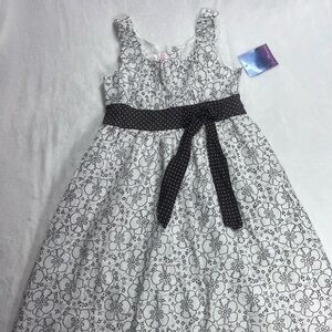 LA PRINCESS White and  Dark Brown  Floral Kids Dress